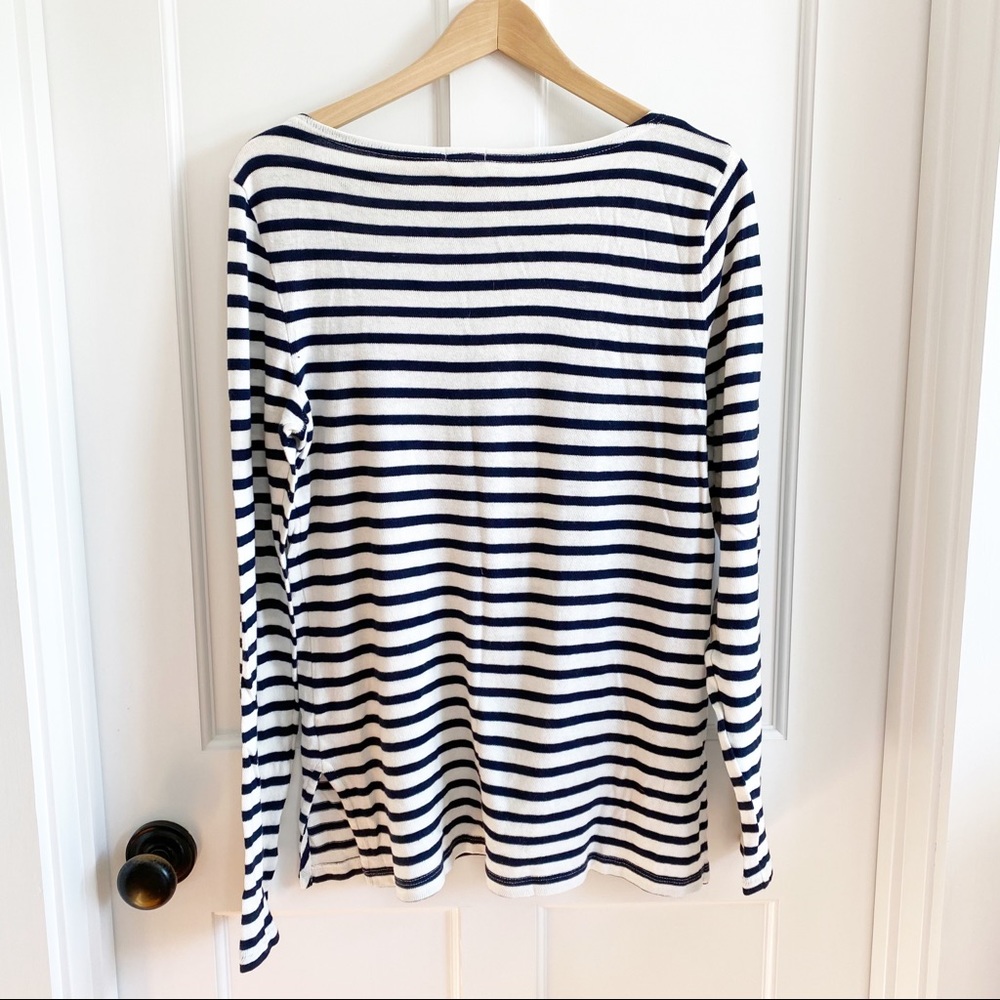 J Crew lightweight Navy & White Striped Sweater L